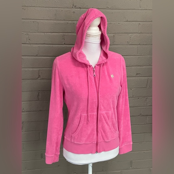 Lilly Pulitzer | Tops | Lilly Pulitzer Pink Terry Zip Front Hoodie Pm ...